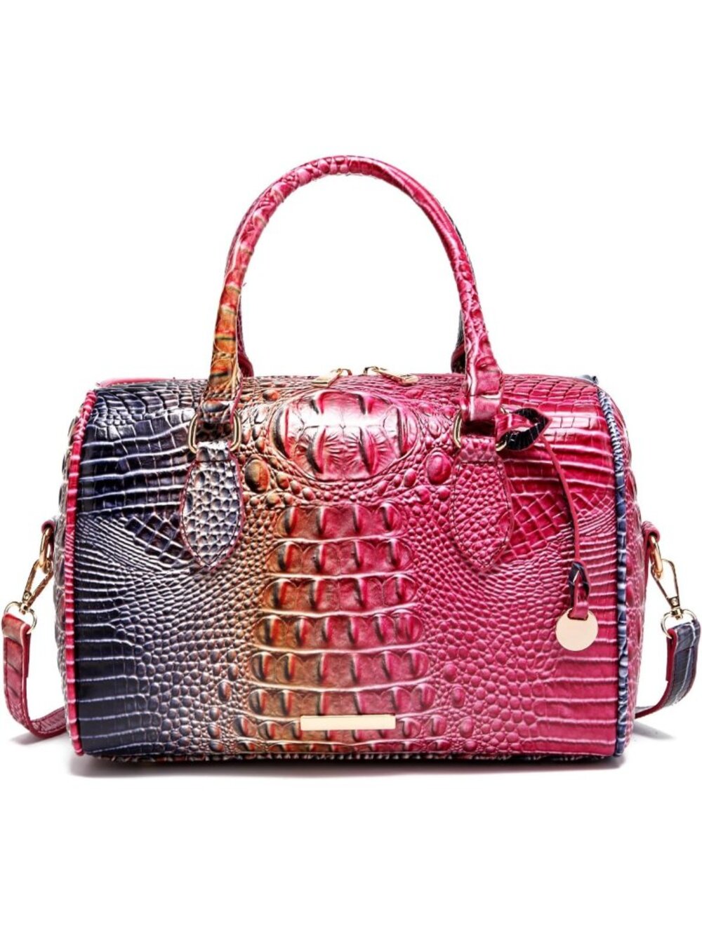 Stylish Crocodile-Embossed Leather Handbag - Women's Top Handle Shoulder Purse